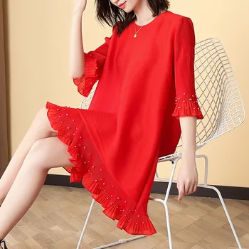 Pleated Dress 2020 Spring New Women's Fashion Beads Loose Large Dress
Pleated Dress 2020 Spring New Women's Fashion Beads Loose Large Dress