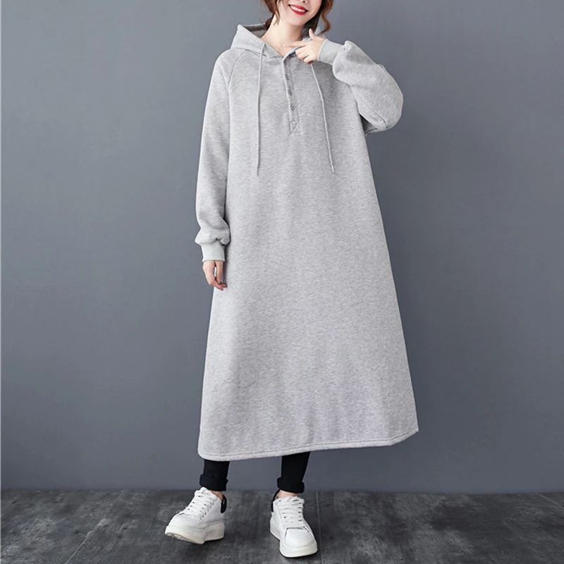 Johnature New Hooded Collar Women Sweatshirt Dresses 2023 Winter Thicken Casual Warm Button Loose Solid Color Dress
Johnature New Hooded Collar Women Sweatshirt Dresses 2023 Winter Thicken Casual Warm Button Loose Solid Color Dress
