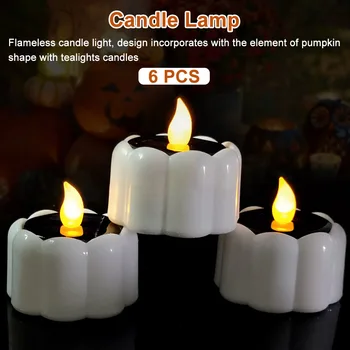 6pcs Halloween Electronic Pumpkin Tealight ABS Romantic Nightlight Flickering Flameless Candle Amber Warm Solar Lantern LED Lamp
6pcs Halloween Electronic Pumpkin Tealight ABS Romantic Nightlight Flickering Flameless Candle Amber Warm Solar Lantern LED Lamp