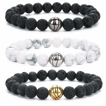New Lava Stone Basketball Charms Bracelet Sports Basketball Beads Bracelet Baseball Charm Bracelets for Women Christmas Gift
New Lava Stone Basketball Charms Bracelet Sports Basketball Beads Bracelet Baseball Charm Bracelets for Women Christmas Gift