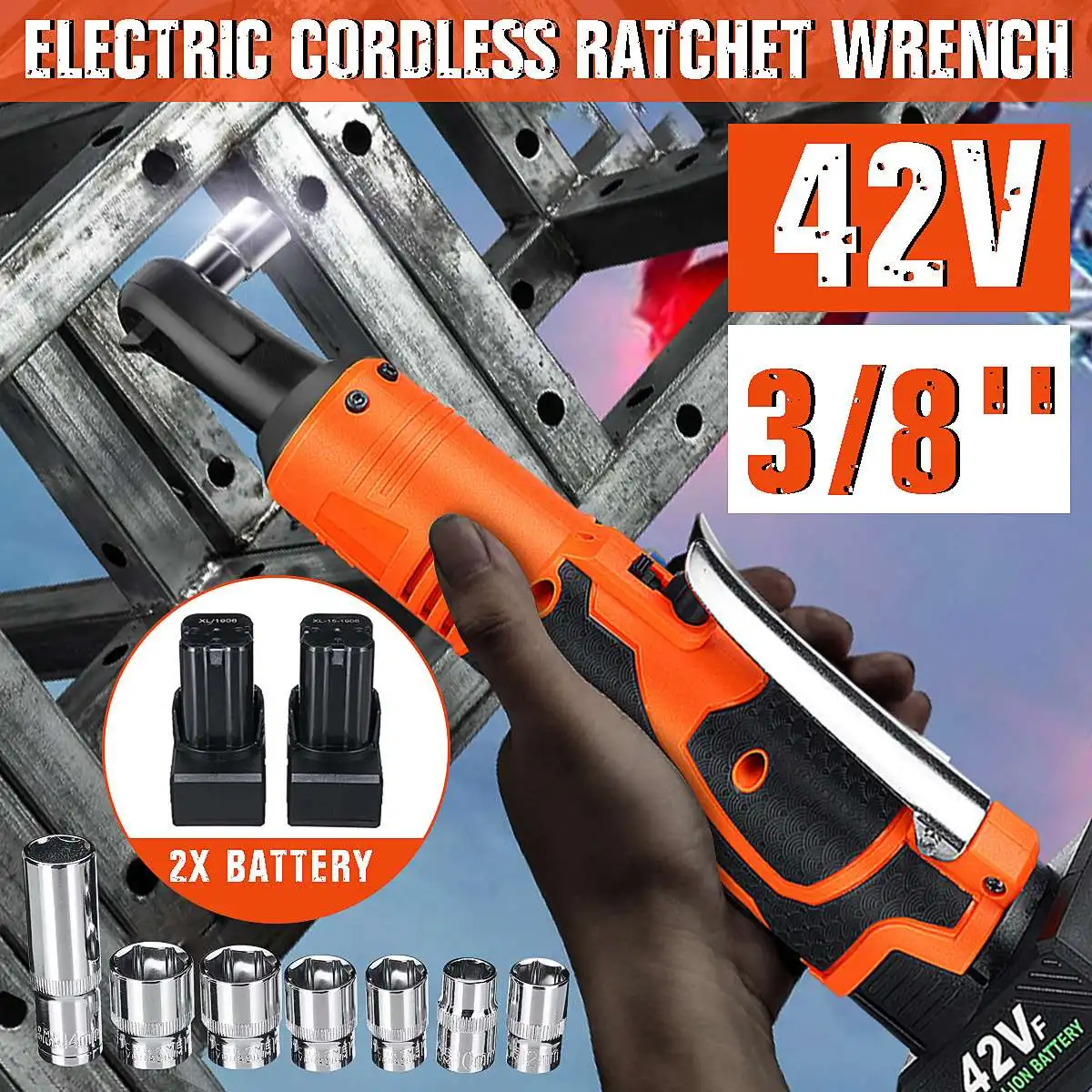 doersupp Electric Ratchet Wrench Ratchet Angle Wrenches 3/8" 42V 90N.m Rechargeable Cordless LED Light With 7Pcs Socket Adapter
doersupp Electric Ratchet Wrench Ratchet Angle Wrenches 3/8" 42V 90N.m Rechargeable Cordless LED Light With 7Pcs Socket Adapter
