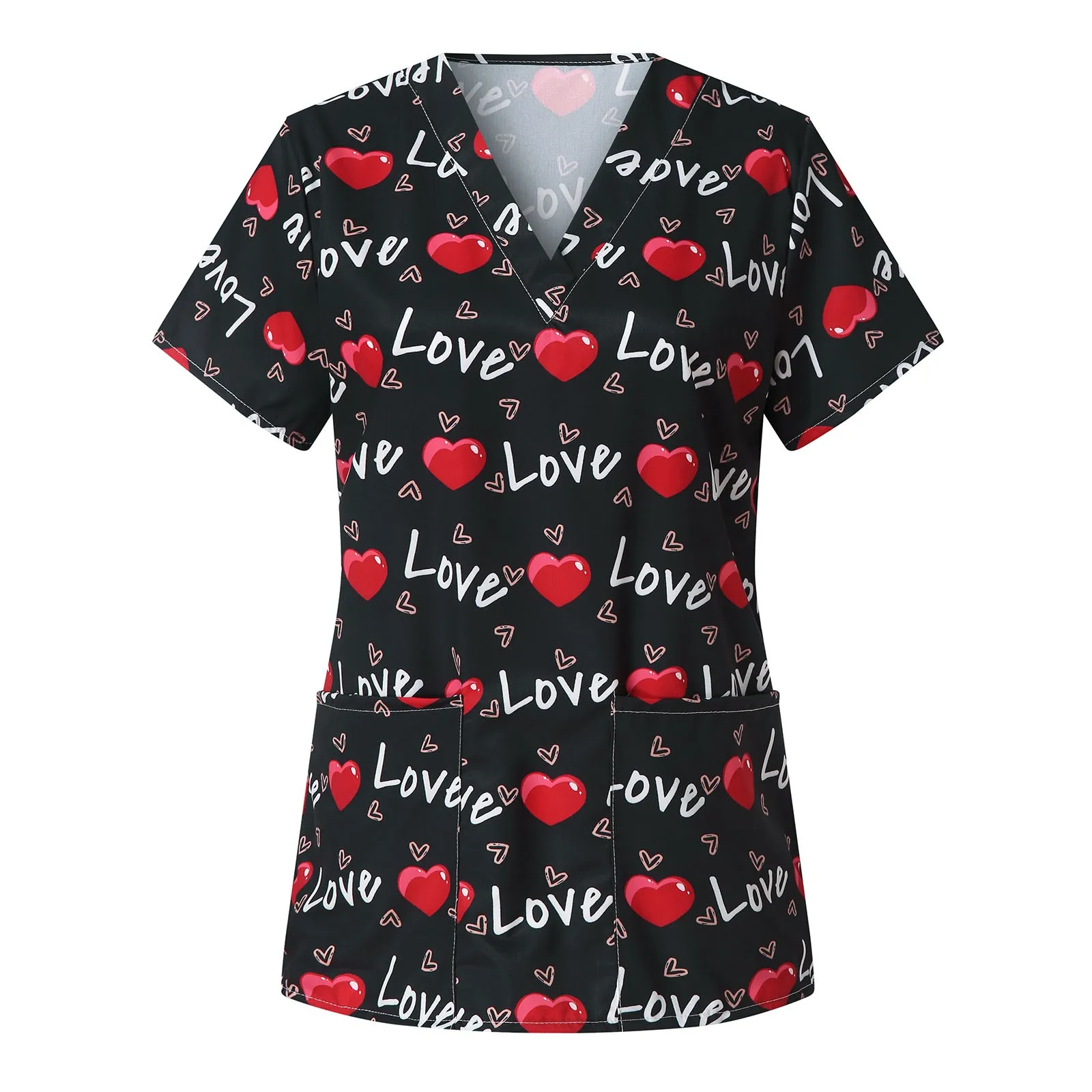 Women Short Sleeve V-neck Tops Working Uniform Print Blouse Ladies Overalls Nurse Accessories Медицина Одежда Valentine's Day
Women Short Sleeve V-neck Tops Working Uniform Print Blouse Ladies Overalls Nurse Accessories Медицина Одежда Valentine's Day