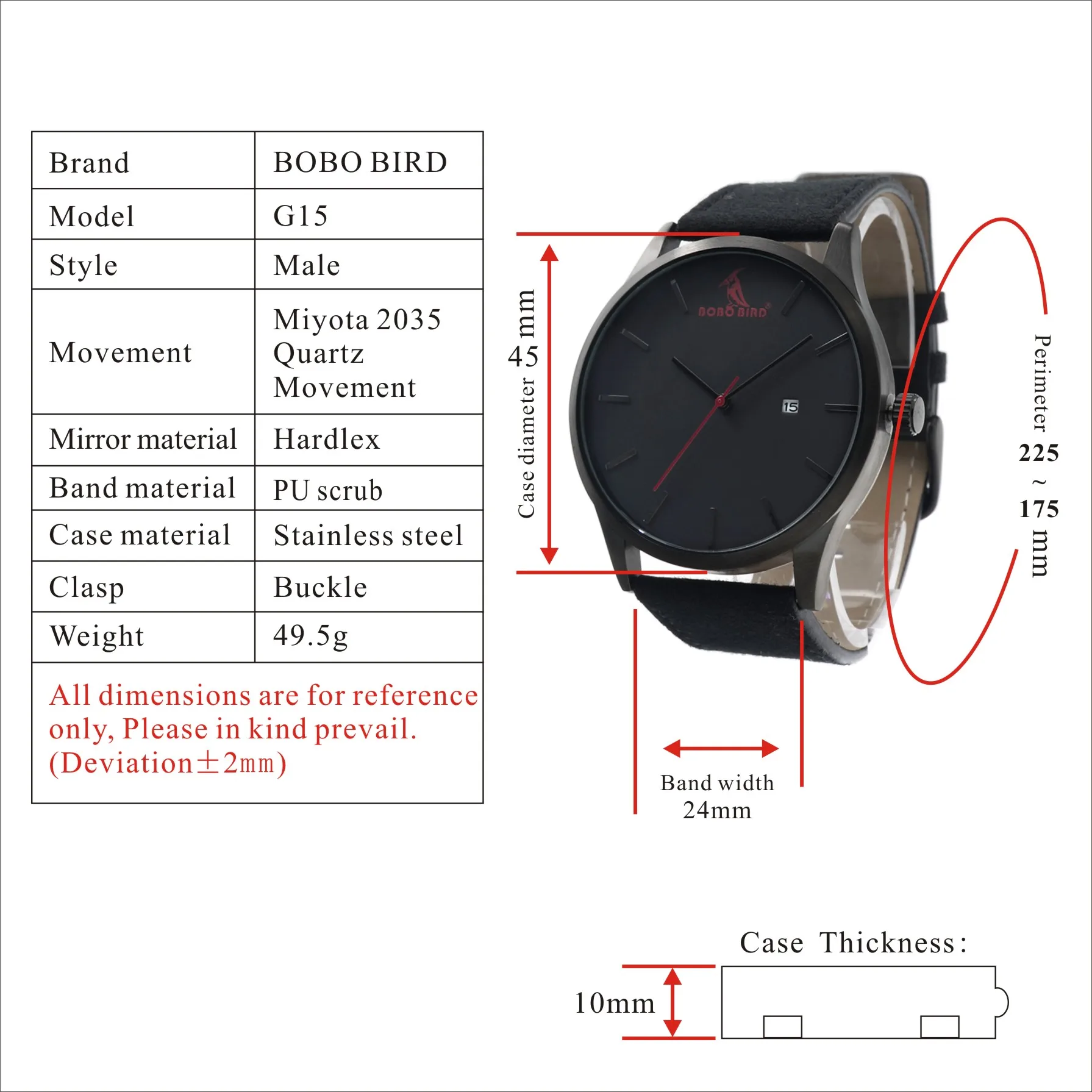 BOBO BIRD Metal Watch Men