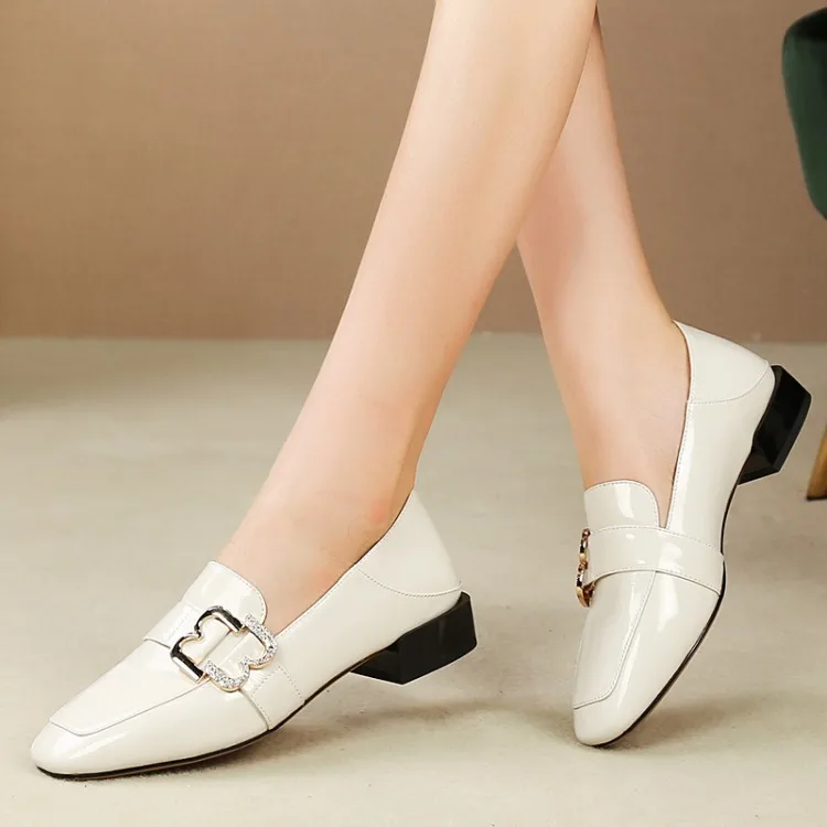 Spring And Autumn Square Head Chunky Heel Solid Color Metallic Decoration Low Heel WOMEN'S Casual Shoes Full-grain Leather WOMEN
Spring And Autumn Square Head Chunky Heel Solid Color Metallic Decoration Low Heel WOMEN'S Casual Shoes Full-grain Leather WOMEN