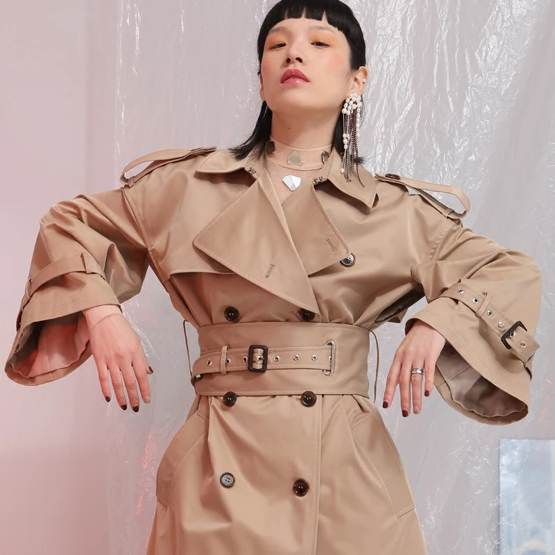 IRINAL04 2019 FW Collection with wide belt double breasted fashion long khaki trench coat women
IRINAL04 2019 FW Collection with wide belt double breasted fashion long khaki trench coat women