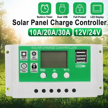 10/20/30A 12V 24V Auto Dual USB Solar Panel Charge Controller Battery Charger Adapter LCD For Solar Panel
10/20/30A 12V 24V Auto Dual USB Solar Panel Charge Controller Battery Charger Adapter LCD For Solar Panel