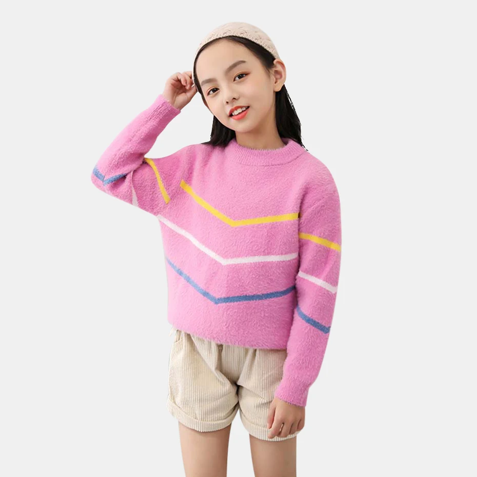 Фото Новые свитера для девочек Вязаный пуловер свитер свободная повседневная верхняя