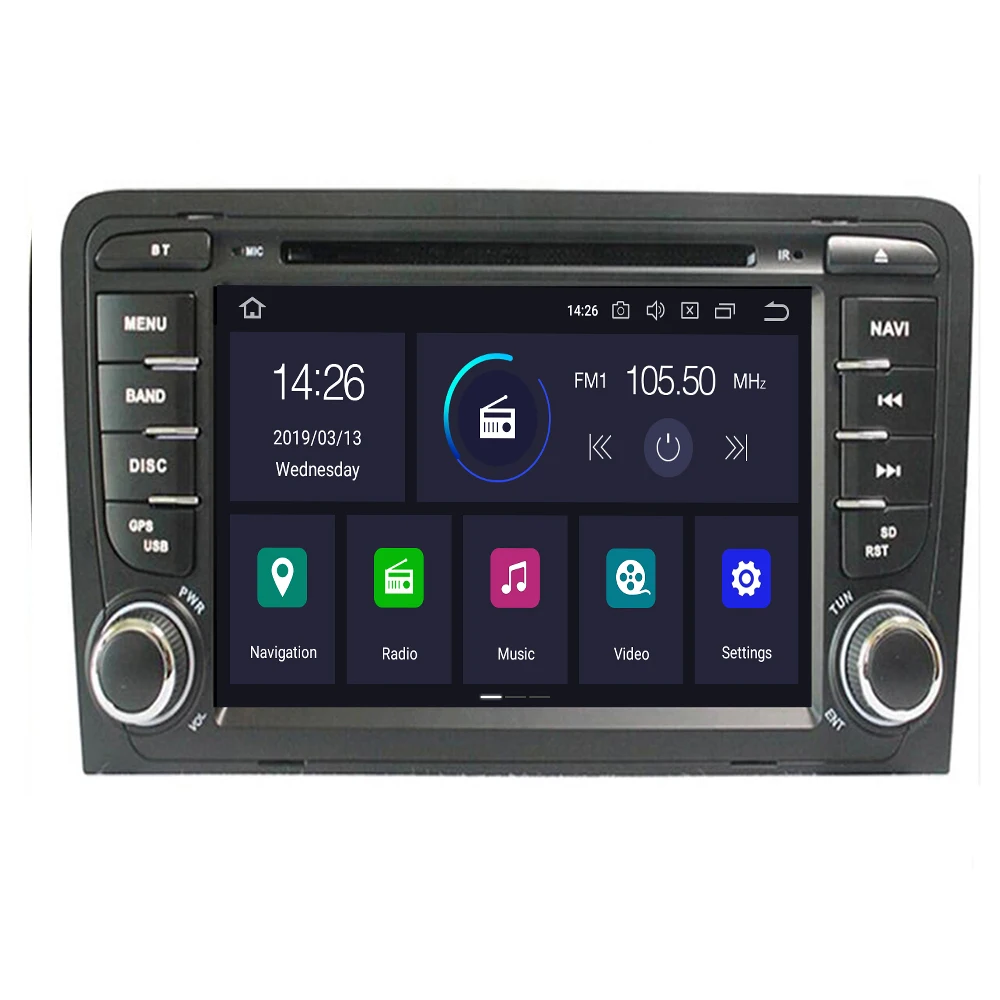 Автомагнитола IPS DSP 4 Гб 2din Android 10 DVD-плеер для Audi A3 8P S3 2003-2012 RS3 Sportback мультимедийная