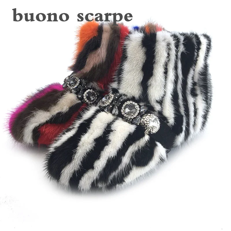 Winter female rainbow snow boots fur one water mink rhinestone short tube boots
Winter female rainbow snow boots fur one water mink rhinestone short tube boots