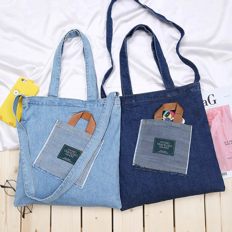 Wash jeans bag casual ladies personalized shoulder bag printing Joker shopping bags
Wash jeans bag casual ladies personalized shoulder bag printing Joker shopping bags