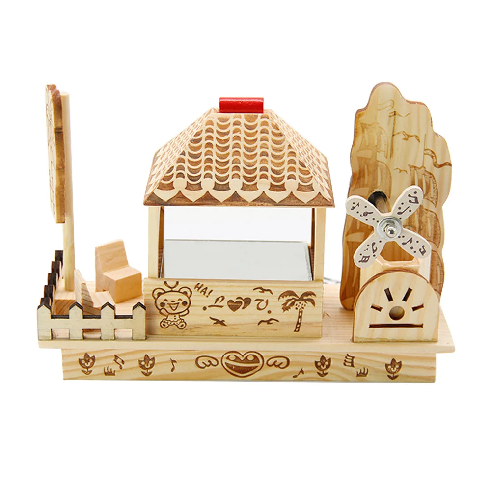 1pc music box melody box crafts ornaments wooden crafts for home
