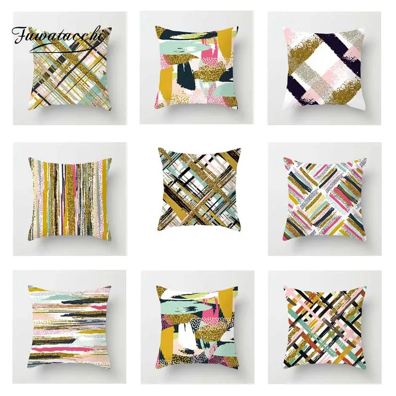Fuwatacchi Cross Colorful Stripe Cushion Cover Gold Line Throw Pillow Cover Decorative Pillow Cover Sofa Pillowcase 2019
Fuwatacchi Cross Colorful Stripe Cushion Cover Gold Line Throw Pillow Cover Decorative Pillow Cover Sofa Pillowcase 2019