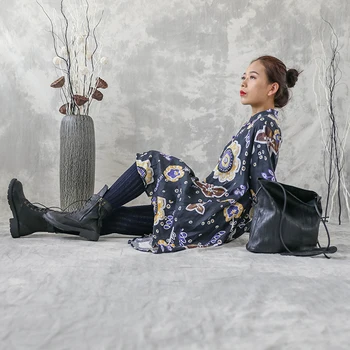 Chinese retro style stand collar women's one piece dress floral design irregular brim
Chinese retro style stand collar women's one piece dress floral design irregular brim