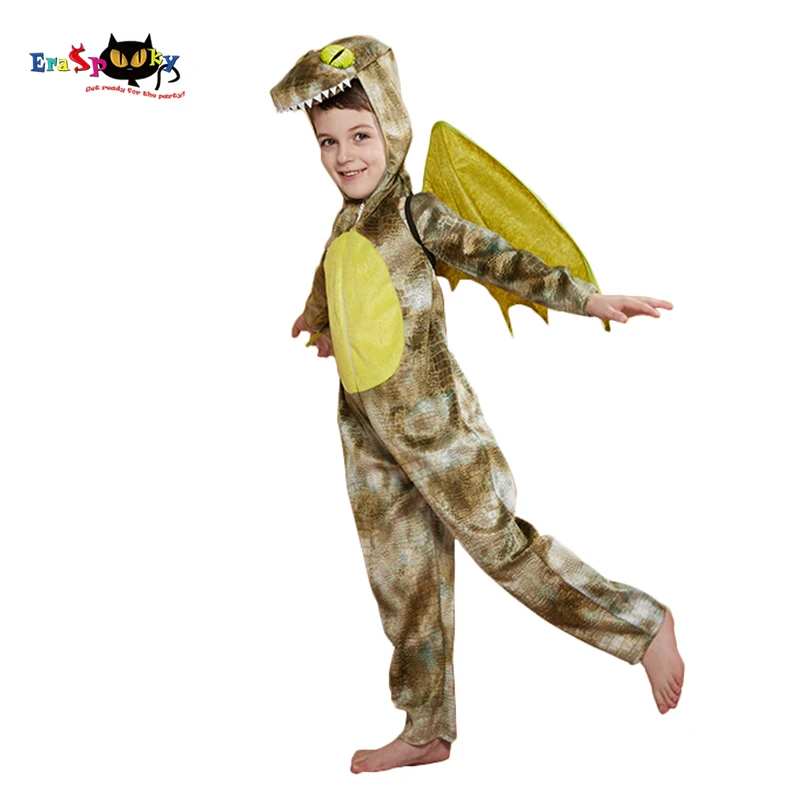 

Eraspooky Kids Flying Dinosaur Costume Darling Dragon Child Costume Halloween Animal Jumpsuit Wings Carnival Party Purim Outfit