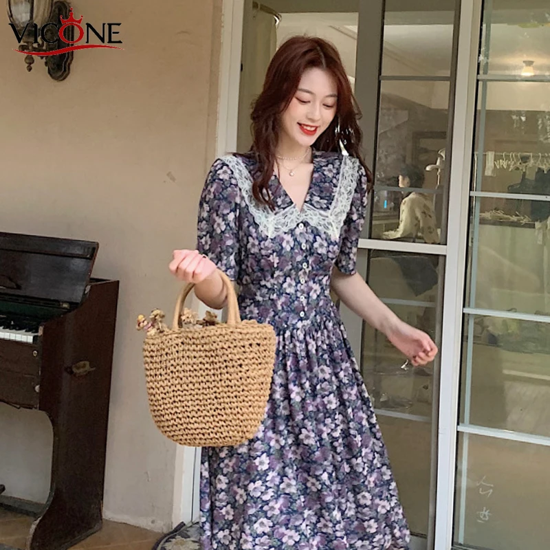 VICONE 2020 Summer New French Non-Mainstream Retro Dress Waist Hugging Slim Mid-Length Lace Stitching Floral Dress Female
VICONE 2020 Summer New French Non-Mainstream Retro Dress Waist Hugging Slim Mid-Length Lace Stitching Floral Dress Female