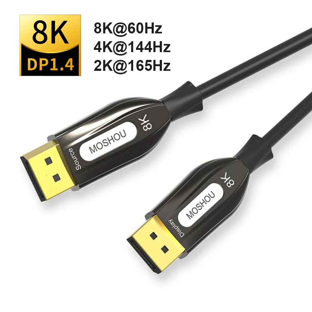 DP 1.4 Optical Fiber Cable Displayport 1.4 8K@60Hz 4K 144Hz 32.4Gbps for HDTV Projector
DP 1.4 Optical Fiber Cable Displayport 1.4 8K@60Hz 4K 144Hz 32.4Gbps for HDTV Projector