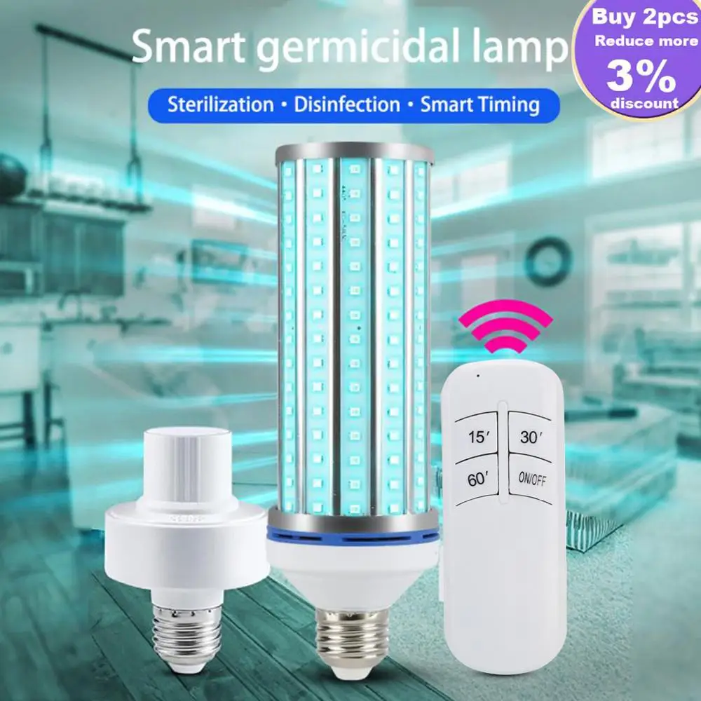 60W UV Germicidal Lamp Sanitizer E27 Led UVC Disinfection Light Bulb Control 99% Antibacterial Rate Ultraviolet Safety Light
60W UV Germicidal Lamp Sanitizer E27 Led UVC Disinfection Light Bulb Control 99% Antibacterial Rate Ultraviolet Safety Light