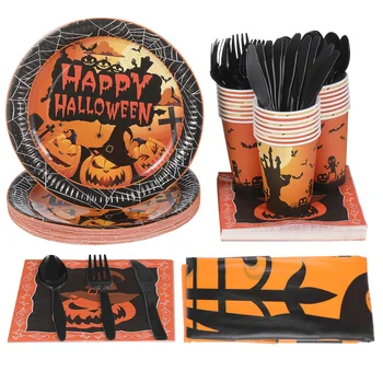 24pcs Waterproof Oilproof Ec-friendly Halloween Paper Tableware Set Cardboard Cutlery & Dish Plates Napkins Tablecloths Party Su
24pcs Waterproof Oilproof Ec-friendly Halloween Paper Tableware Set Cardboard Cutlery & Dish Plates Napkins Tablecloths Party Su