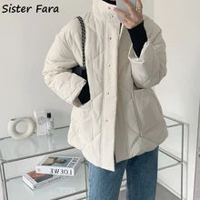 Sister Fara Autumn Winter Turtleneck Lace Up Down Jacket Coat Women's Pocket Thick Warm Down Jacket Female Argyle Cotton Jacket
Sister Fara Autumn Winter Turtleneck Lace Up Down Jacket Coat Women's Pocket Thick Warm Down Jacket Female Argyle Cotton Jacket