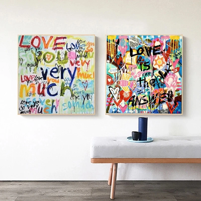 Graffiti Canvas Poster Wall Art Love Is The Answer Canvas Painting Posters Prints Wall Art for Living Room Home Decor Paintings
Graffiti Canvas Poster Wall Art Love Is The Answer Canvas Painting Posters Prints Wall Art for Living Room Home Decor Paintings