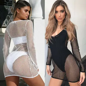 Womens Summer Lace Fishnet Bikini Cover Up Long Sleeve Shirt Sexy Swimwear Bathing Suit Beach Dress
Womens Summer Lace Fishnet Bikini Cover Up Long Sleeve Shirt Sexy Swimwear Bathing Suit Beach Dress