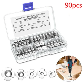 90Pcs Zinc Plated Carbon Steel Four-Pronged Tee Nuts M3/M4/M5/M6/M8 For Amateurs Home Improvement
90Pcs Zinc Plated Carbon Steel Four-Pronged Tee Nuts M3/M4/M5/M6/M8 For Amateurs Home Improvement