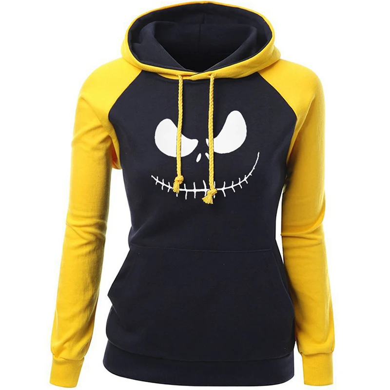Женские толстовки с капюшоном Jack Skellington облегающие принтом тыквы уличная одежда