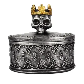 2pcs Crowned Skull Head Jewelry Storage Box Necklace Earrings Ring Container Makeup Organizer Table Storage Bin (Black + White) 
2pcs Crowned Skull Head Jewelry Storage Box Necklace Earrings Ring Container Makeup Organizer Table Storage Bin (Black + White)