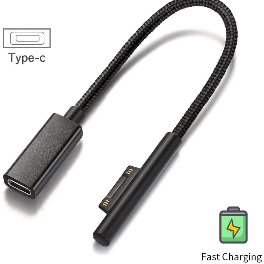 Surface Connect to USB-C Charging Cable Nylon Braided for Microsoft Surface Pro 7/6/5/4/3 Laptop 1/2 Work with PD 45W 15V Power
Surface Connect to USB-C Charging Cable Nylon Braided for Microsoft Surface Pro 7/6/5/4/3 Laptop 1/2 Work with PD 45W 15V Power