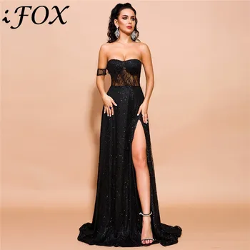 New Arrival Women Sexy Strapless Sleeveless Lace Dresses 2020 Charming Zipper Back Black Sequined Female Dress with High Split
New Arrival Women Sexy Strapless Sleeveless Lace Dresses 2020 Charming Zipper Back Black Sequined Female Dress with High Split