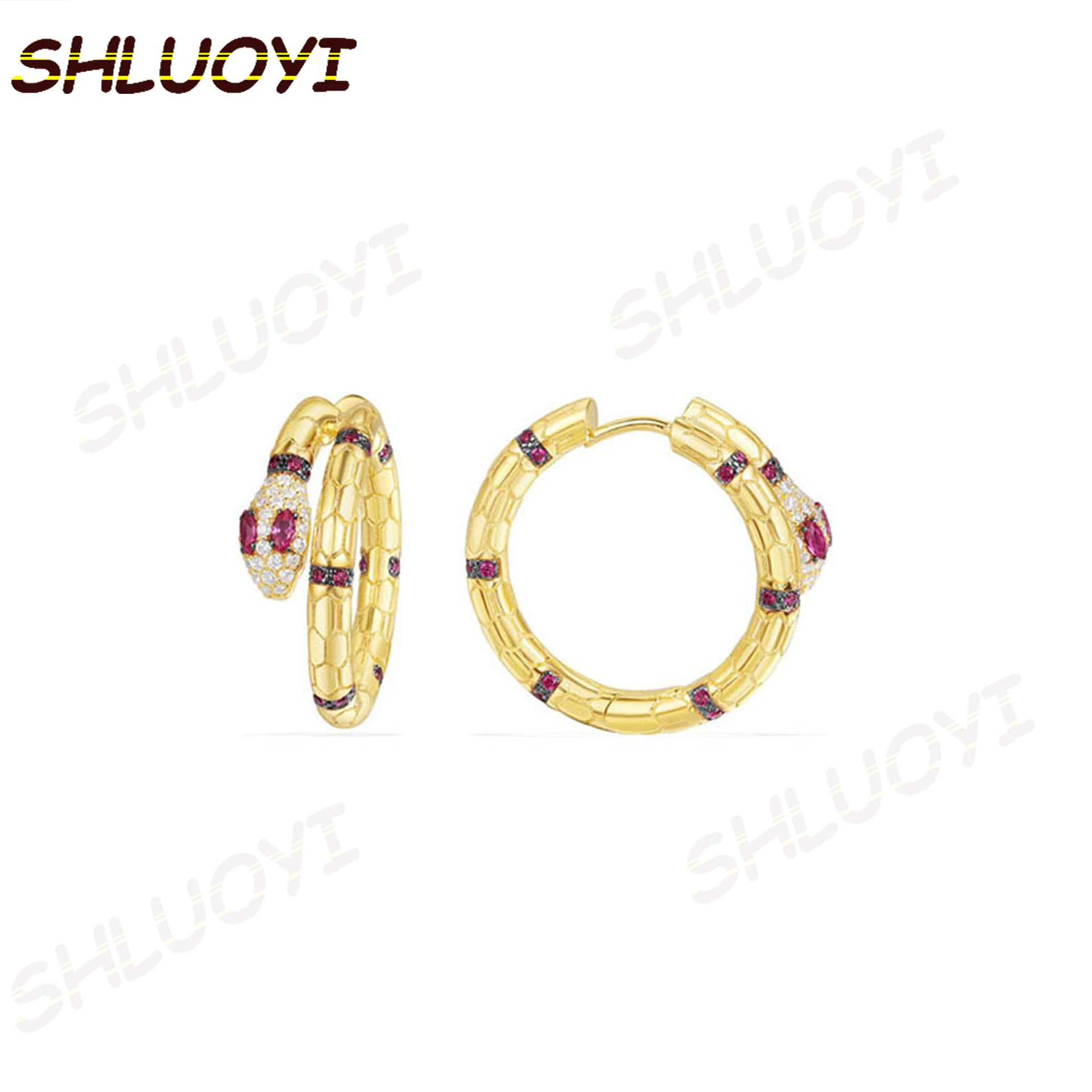 Fashion Charm Sterling Silver Original 1:1 Copy,Uraeus Ring Earrings With Synthetic Red Stone Luxury Jewelry Gift For Female
Fashion Charm Sterling Silver Original 1:1 Copy,Uraeus Ring Earrings With Synthetic Red Stone Luxury Jewelry Gift For Female