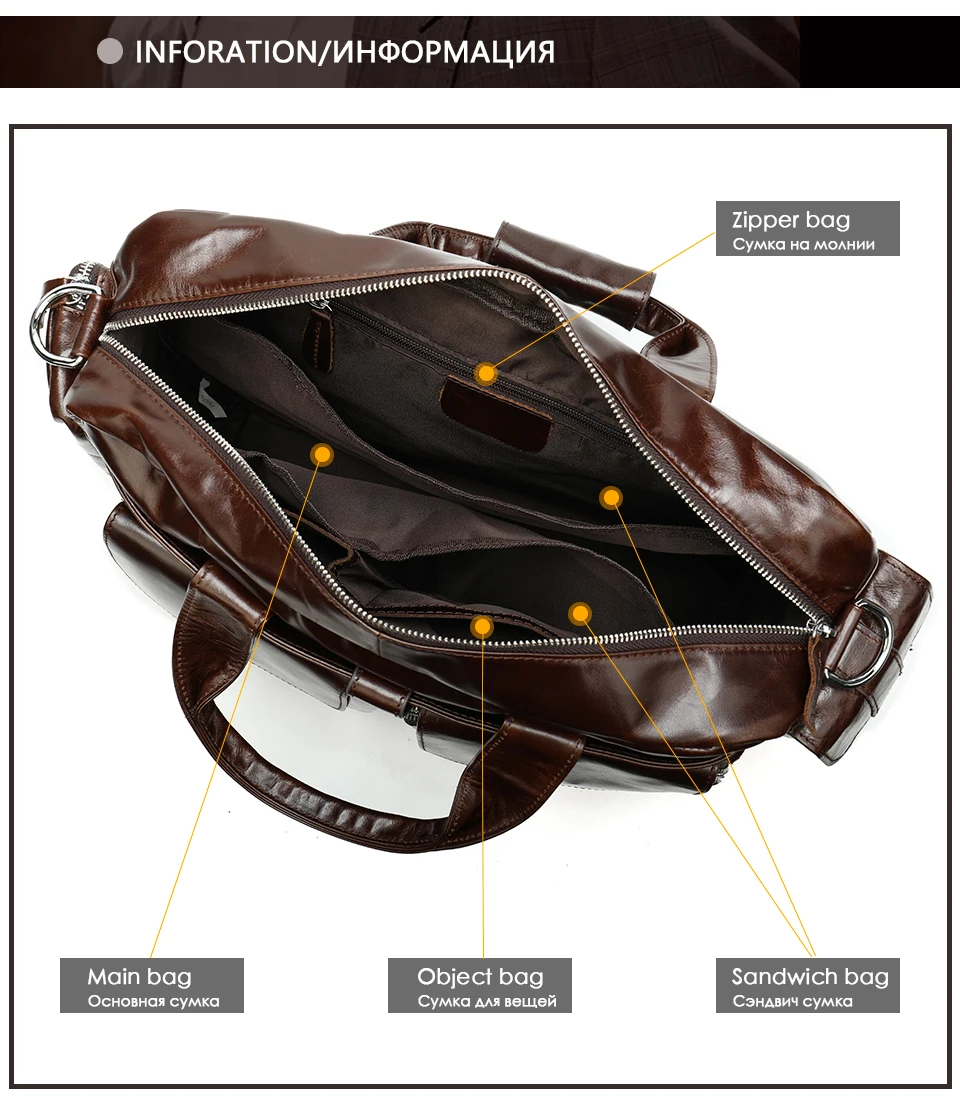 Fashion Bag Men's Briefcase/Genuine Leather Laptop Bag Leather Office