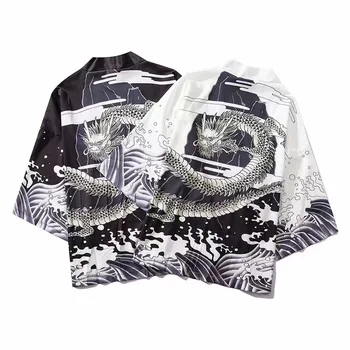 2020 Summer New Retro Ukiyo-e Wave Chinese Dragon Kimono Man Woman Tops Cardigan Asian Clothes Japanese Traditional Yukata Yuori 
2020 Summer New Retro Ukiyo-e Wave Chinese Dragon Kimono Man Woman Tops Cardigan Asian Clothes Japanese Traditional Yukata Yuori