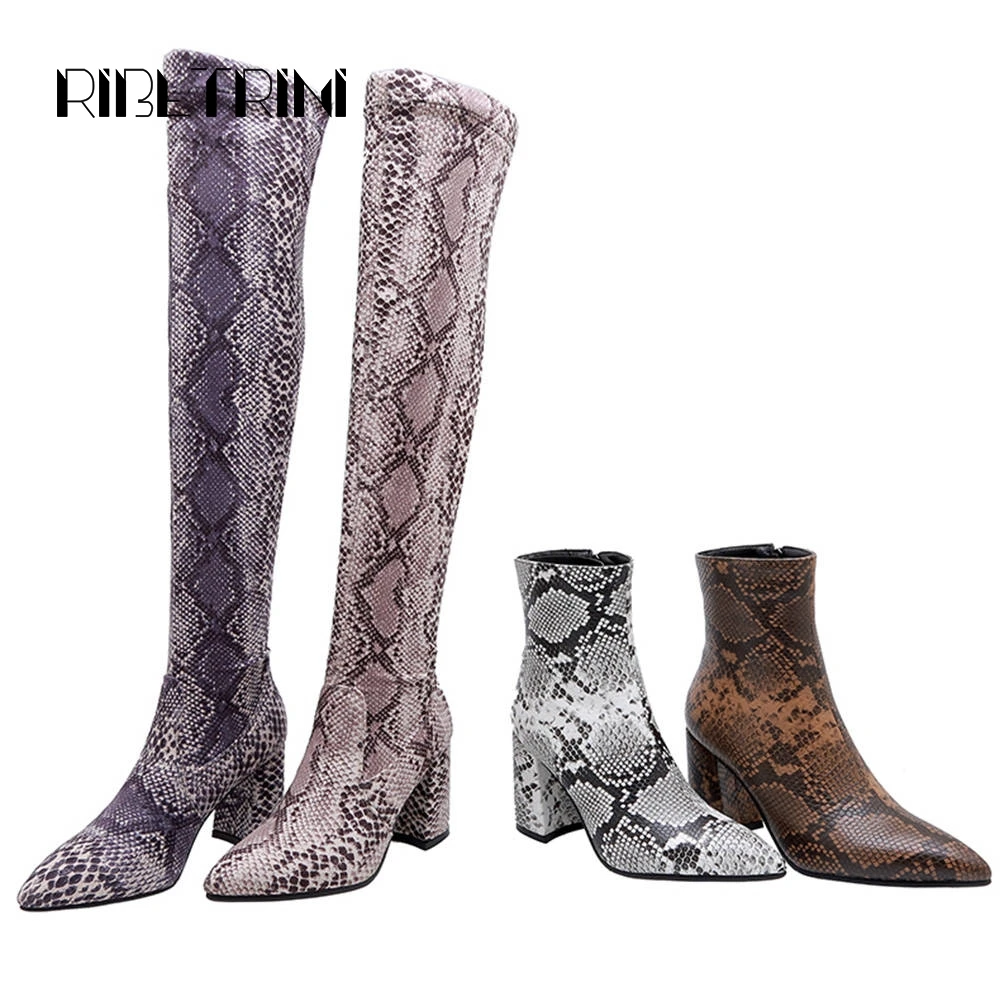 RIBETRINI Over The Knee Snakeskin Pull On Boots For Women Vintage Chunky Heels Pointed Toe Party Wedding Slim Stretchy Boots
RIBETRINI Over The Knee Snakeskin Pull On Boots For Women Vintage Chunky Heels Pointed Toe Party Wedding Slim Stretchy Boots