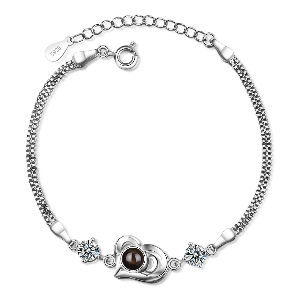 Rose Gold&Silver 100 languages I love you Projection Heart Charm Bracelet For Women Bracelet &Bangle Wedding Party Gift sl354
Rose Gold&Silver 100 languages I love you Projection Heart Charm Bracelet For Women Bracelet &Bangle Wedding Party Gift sl354