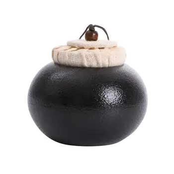Black Pottery Tea Jar Storage Container Quaint Sealed Canister Round Coffee Sugar Can Gift with Lid for Restaurant Home (Black)
Black Pottery Tea Jar Storage Container Quaint Sealed Canister Round Coffee Sugar Can Gift with Lid for Restaurant Home (Black)