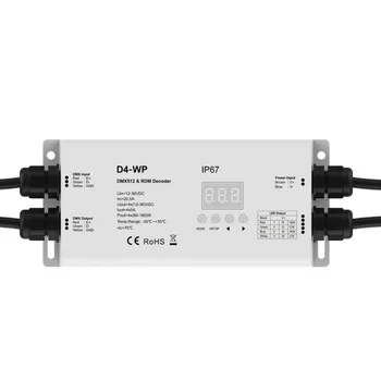 DMX 512 RDM Decoder D4-WP DC 12V 24V 36V Constant Voltage Waterproof IP67 4 Channel 20A RGB RGBW Strip DMX512 Controller
DMX 512 RDM Decoder D4-WP DC 12V 24V 36V Constant Voltage Waterproof IP67 4 Channel 20A RGB RGBW Strip DMX512 Controller