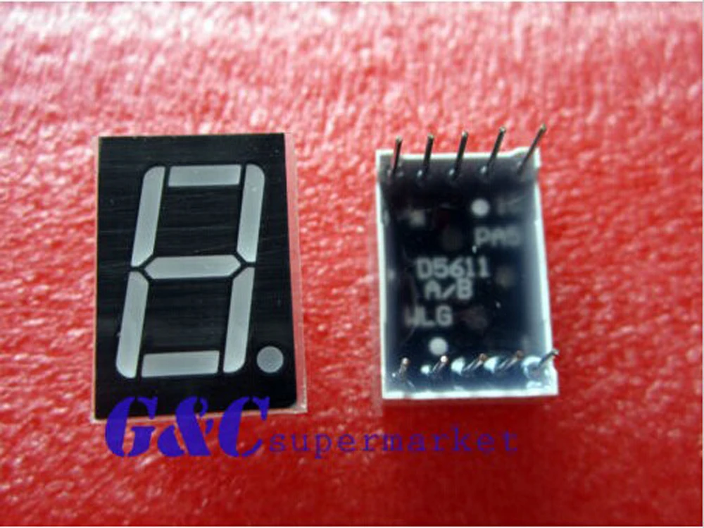 50PCS 0.56-inch 1-digit red LED display 7-segment common anode electronic component accessories
50PCS 0.56-inch 1-digit red LED display 7-segment common anode electronic component accessories