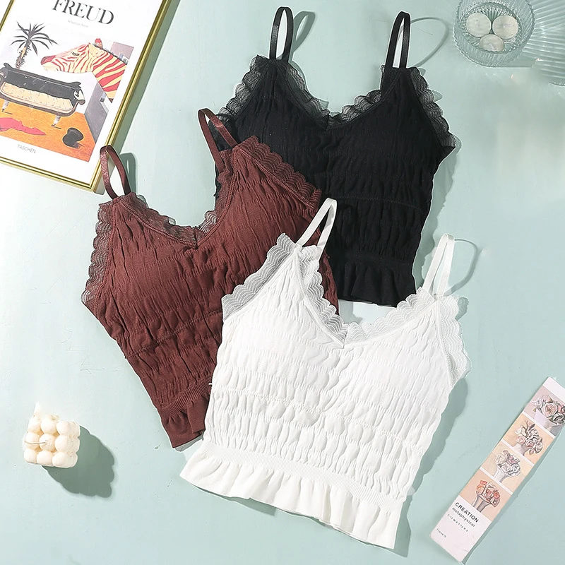 Sweet Women Lace Bra Tank Tops Street Ruffles Push Up Padded Breathable Underwear Tube Tops Lingerie Sexy Bralette Bra Female
Sweet Women Lace Bra Tank Tops Street Ruffles Push Up Padded Breathable Underwear Tube Tops Lingerie Sexy Bralette Bra Female