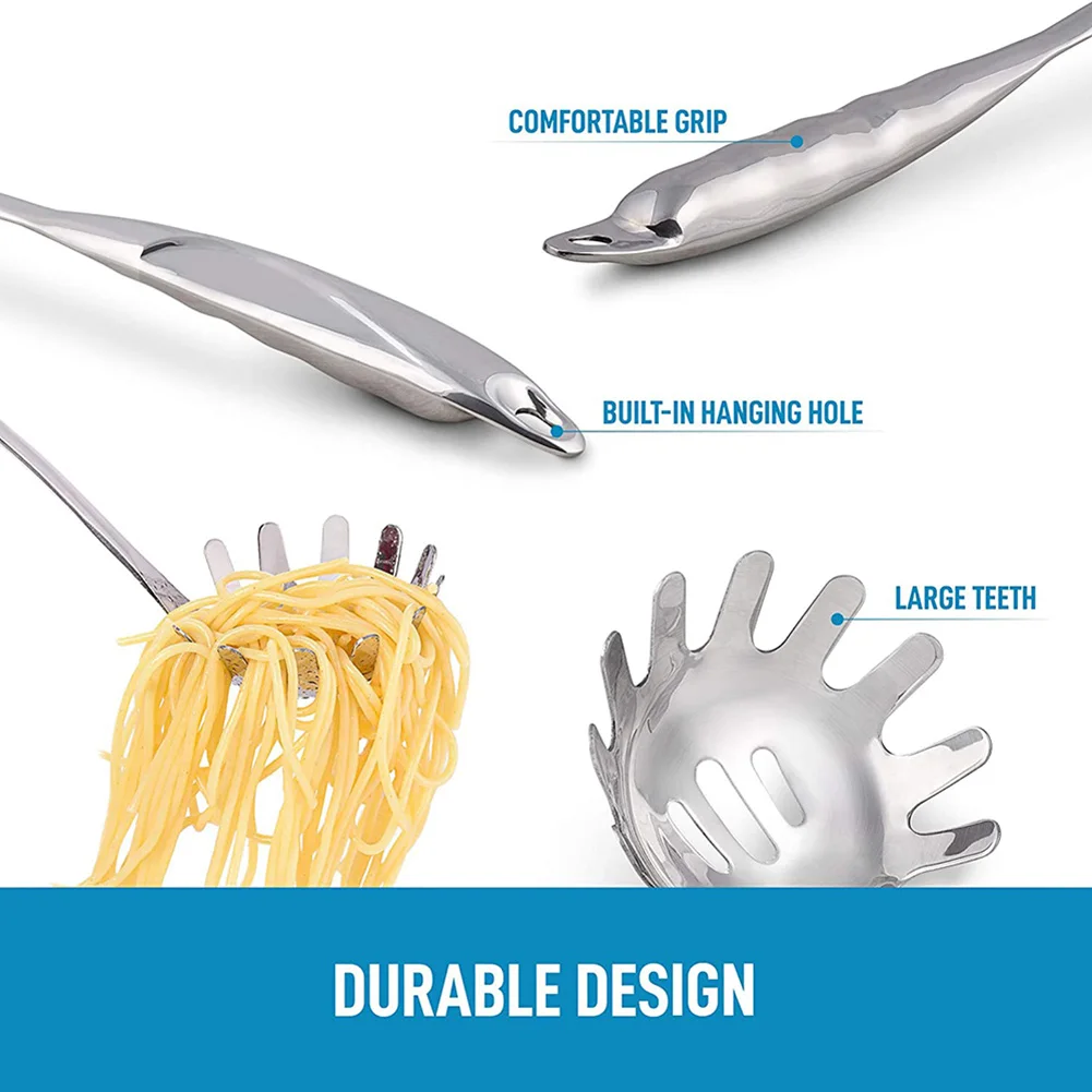 2 шт. кухонная ложка из нержавеющей стали с длинной ручкой для спагетти сервера