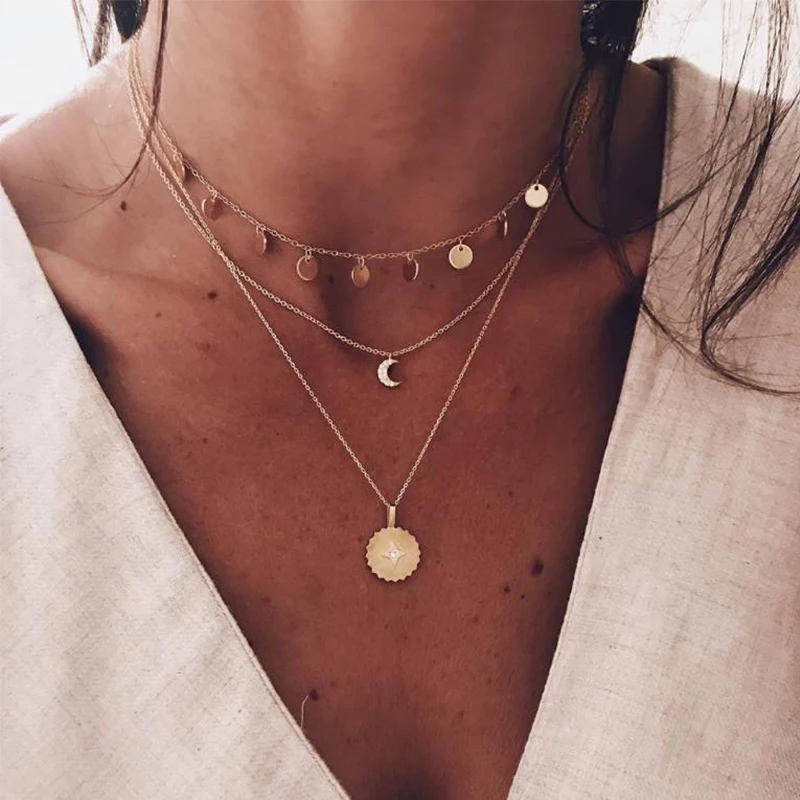 Gold Color Multilayer Moon Necklaces Boho Crystal Round Charm Pendant Choker Necklaces for Women 2019 Collier Bohemian Jewelry
Gold Color Multilayer Moon Necklaces Boho Crystal Round Charm Pendant Choker Necklaces for Women 2019 Collier Bohemian Jewelry