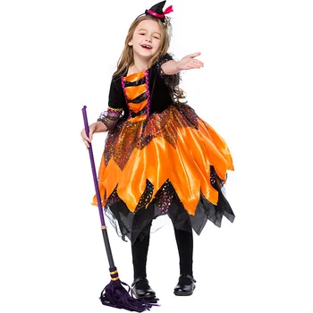 Pumpkin Witch Cosplay baby Halloween Costumes kids mesh dress +hat children party clothes girls set star moon sequin 4 to 11 yrs
Pumpkin Witch Cosplay baby Halloween Costumes kids mesh dress +hat children party clothes girls set star moon sequin 4 to 11 yrs
