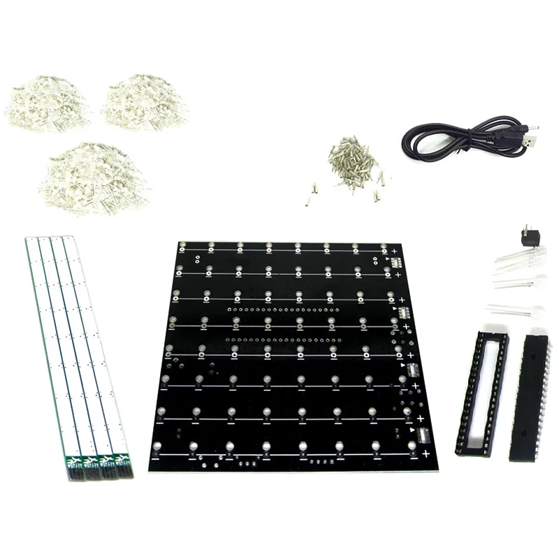 DIY Electronic 3D Multicolor LED Light Cubeeds Kit with Excellent Animations 3D8 8X8X8 Gift LED Display Electronic DIY Kit
DIY Electronic 3D Multicolor LED Light Cubeeds Kit with Excellent Animations 3D8 8X8X8 Gift LED Display Electronic DIY Kit