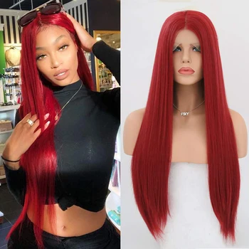AIMEYA Hot Red Long Silky Straight Synthetic Lace Front Wig with Deep Middle Part for Women Half Hand Tied Natural Lace Wigs
AIMEYA Hot Red Long Silky Straight Synthetic Lace Front Wig with Deep Middle Part for Women Half Hand Tied Natural Lace Wigs