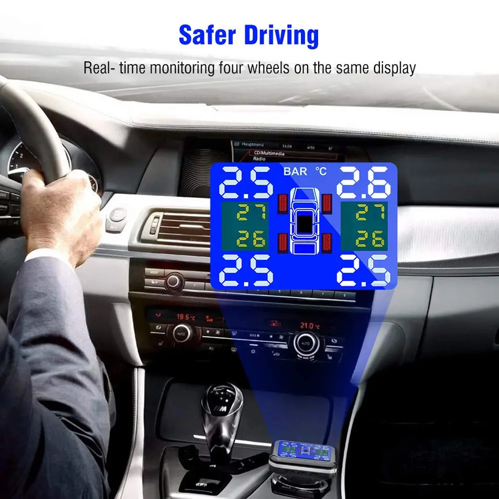 Car Tire Pressure Monitor System Wireless Real-time LCD Display Alarm with 4pcs External Sensor V-Best
Car Tire Pressure Monitor System Wireless Real-time LCD Display Alarm with 4pcs External Sensor V-Best