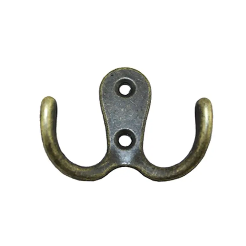 20 Pieces Double Prong Robe Hook Rustic Hooks Retro Cloth Hanger with 40 Pieces Screws, Bronze Color 72XF