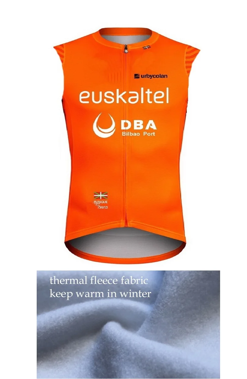 Зимний флисовый термальный жилет 2021 EUSKALTEL DBA TEAM оранжевый без рукавов для езды на