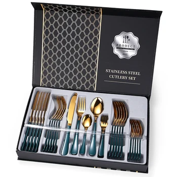30pcs Gold Dinnerware Set 410 Stainless Steel Tableware Set Knife Fork Spoon Flatware Set Dishwasher Safe Cutlery Set Gift Box
30pcs Gold Dinnerware Set 410 Stainless Steel Tableware Set Knife Fork Spoon Flatware Set Dishwasher Safe Cutlery Set Gift Box
