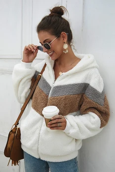 EVERAFTER Fashion Striped Print Faux Fur Fluffy Teddy Hoodie Pullovers Zipper Casual Sweatshirt Female Autumn Winter 2019 Tops
EVERAFTER Fashion Striped Print Faux Fur Fluffy Teddy Hoodie Pullovers Zipper Casual Sweatshirt Female Autumn Winter 2019 Tops