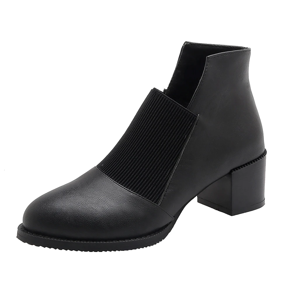 Shallow Mouth Elastic Band Chelsea Ankle Boots PU Fashion Simple Ankle Boots Round Toe Square Heel Solid Plush Stretch Fabric
Shallow Mouth Elastic Band Chelsea Ankle Boots PU Fashion Simple Ankle Boots Round Toe Square Heel Solid Plush Stretch Fabric